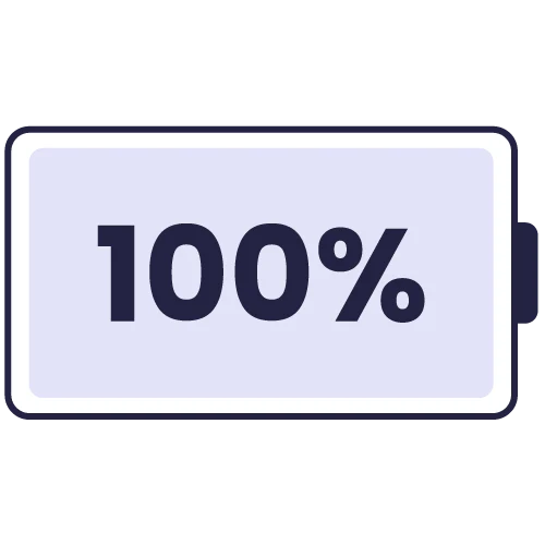 Battery icon showing 100% charged.