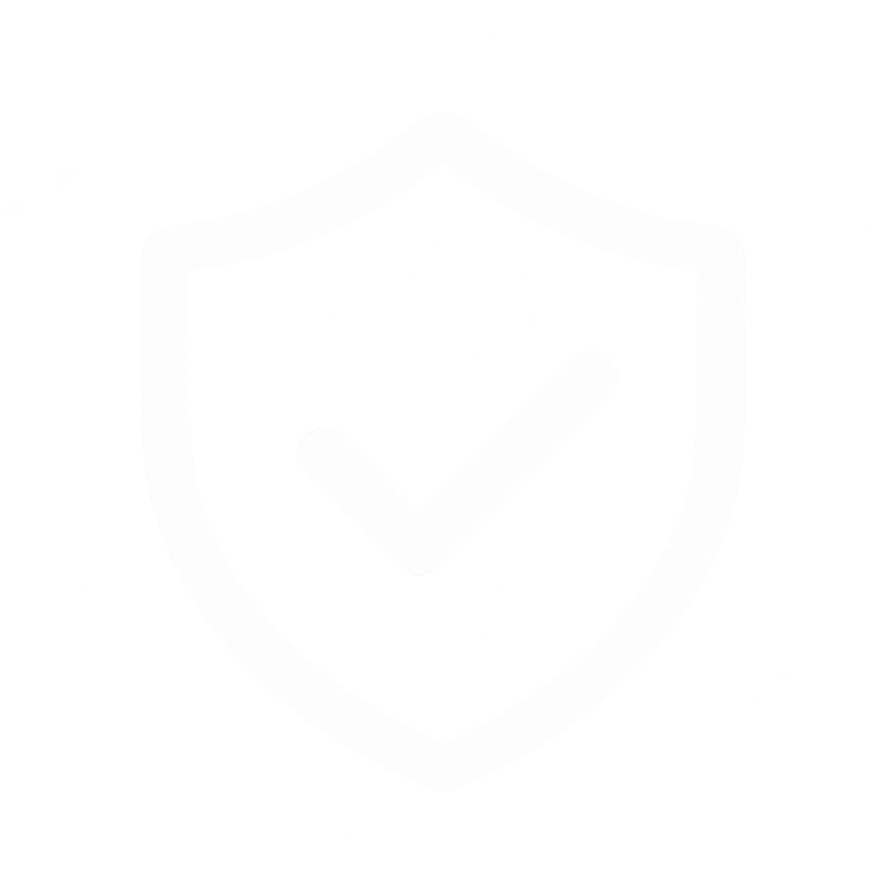 A faint white icon of a shield with a checkmark inside.