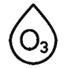 A line icon of a water droplet with the chemical symbol for ozone, O₃, inside it.