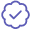 Blue check mark inside a circular badge.