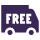 Icon of a delivery truck with the word 'FREE' on it.
