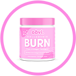 Pink container labeled 'obvi BURN' with a white lid.