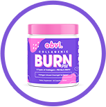 Purple and pink container labeled 'Obvi Collagenic Burn' with a white background.