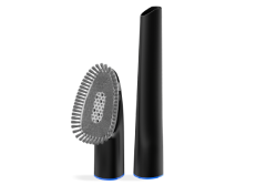 Two black vacuum cleaner attachments on a white background.
