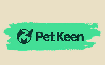 The Pet Keen logo, featuring a cat and bird icon, on a green brushstroke background.