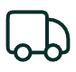Simple icon of a delivery truck in green outline.