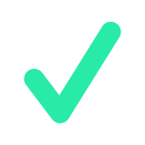 Green check mark icon on a transparent background.