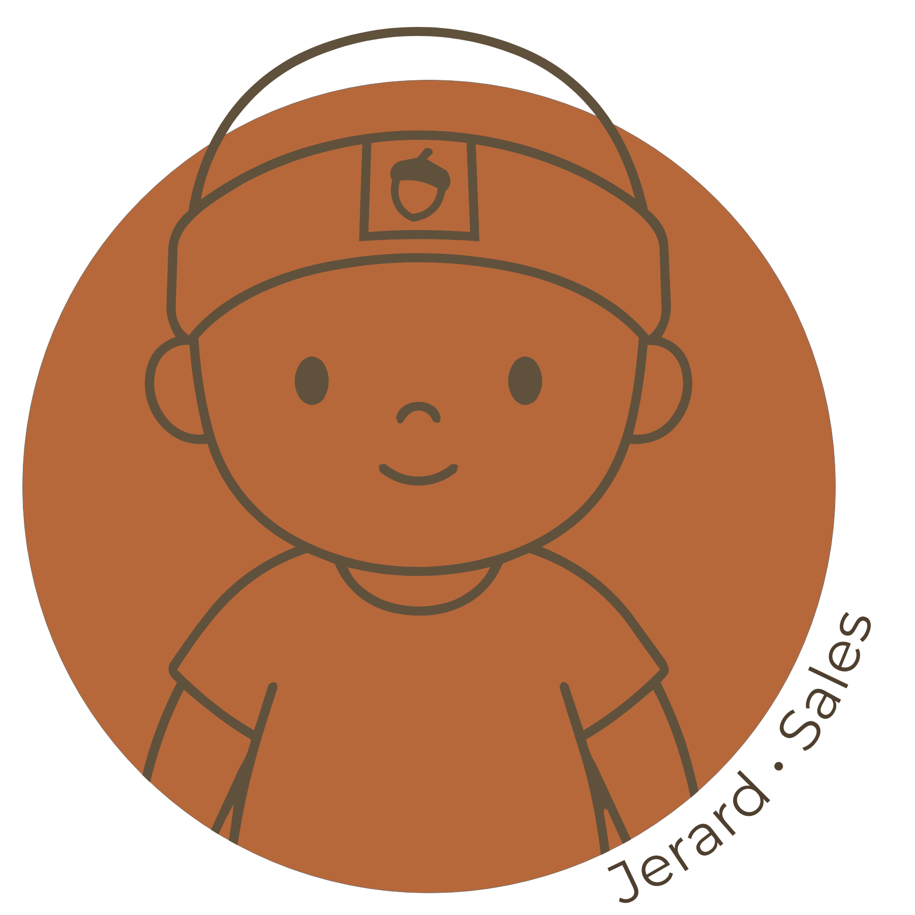 A circular logo showing a cartoon person wearing a cap, with the text 'Jerard · Sales'.
