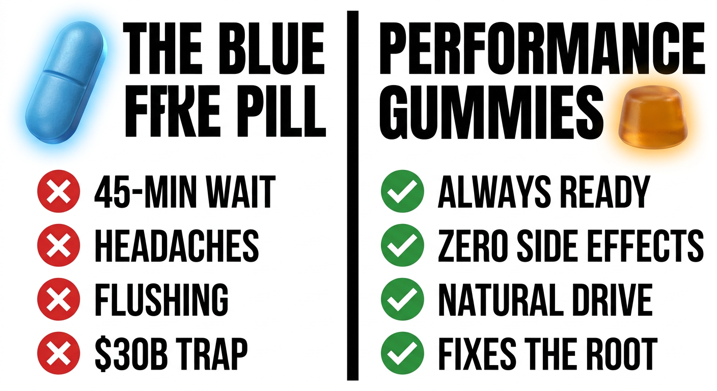 Comparison: blue pill versus Performance Gummies