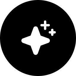 White star icon with two smaller plus signs on a black background.
