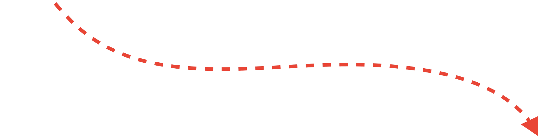 Curved red dotted arrow pointing downwards.