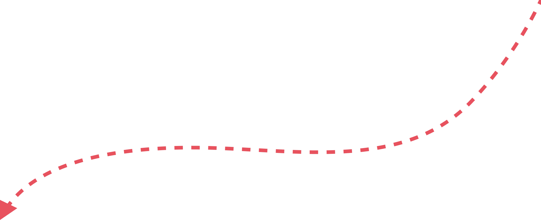A red arrow pointing upwards with a dotted line.
