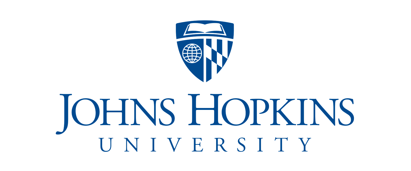 Johns Hopkins University logo with shield and text below.
