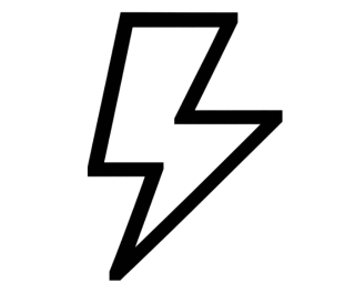 A black outline of a lightning bolt on a white background.