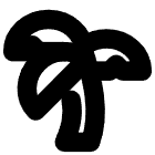 A simple black line drawing of a palm tree icon.