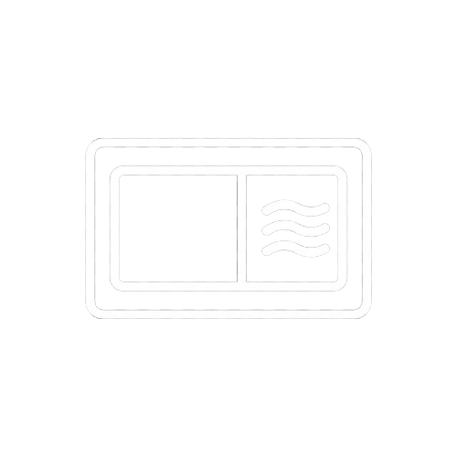 A white outline icon of a postcard on a white background.