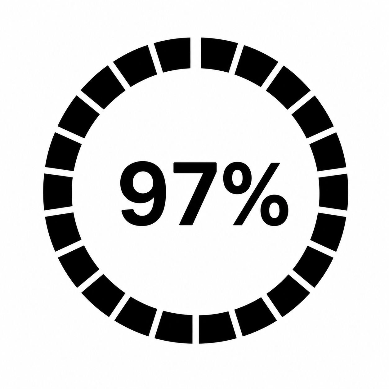 A black circular progress bar icon indicating 98% completion on a white background.