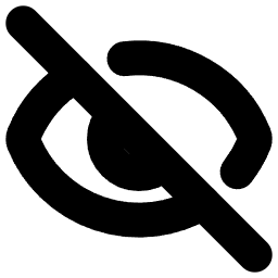 A black icon of an eye with a diagonal line crossing through it, indicating something is hidden.