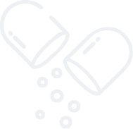 Outline of an open capsule with small spheres coming out.