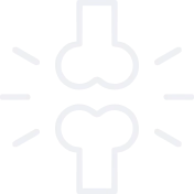 Outlined icon showing two bones joining with lines radiating outward.