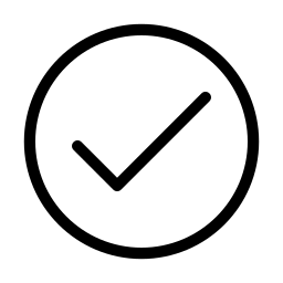 A black outline of a checkmark inside a circle.
