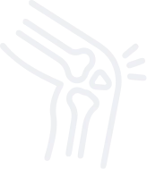 Illustration of a knee joint with highlighted bone structure.