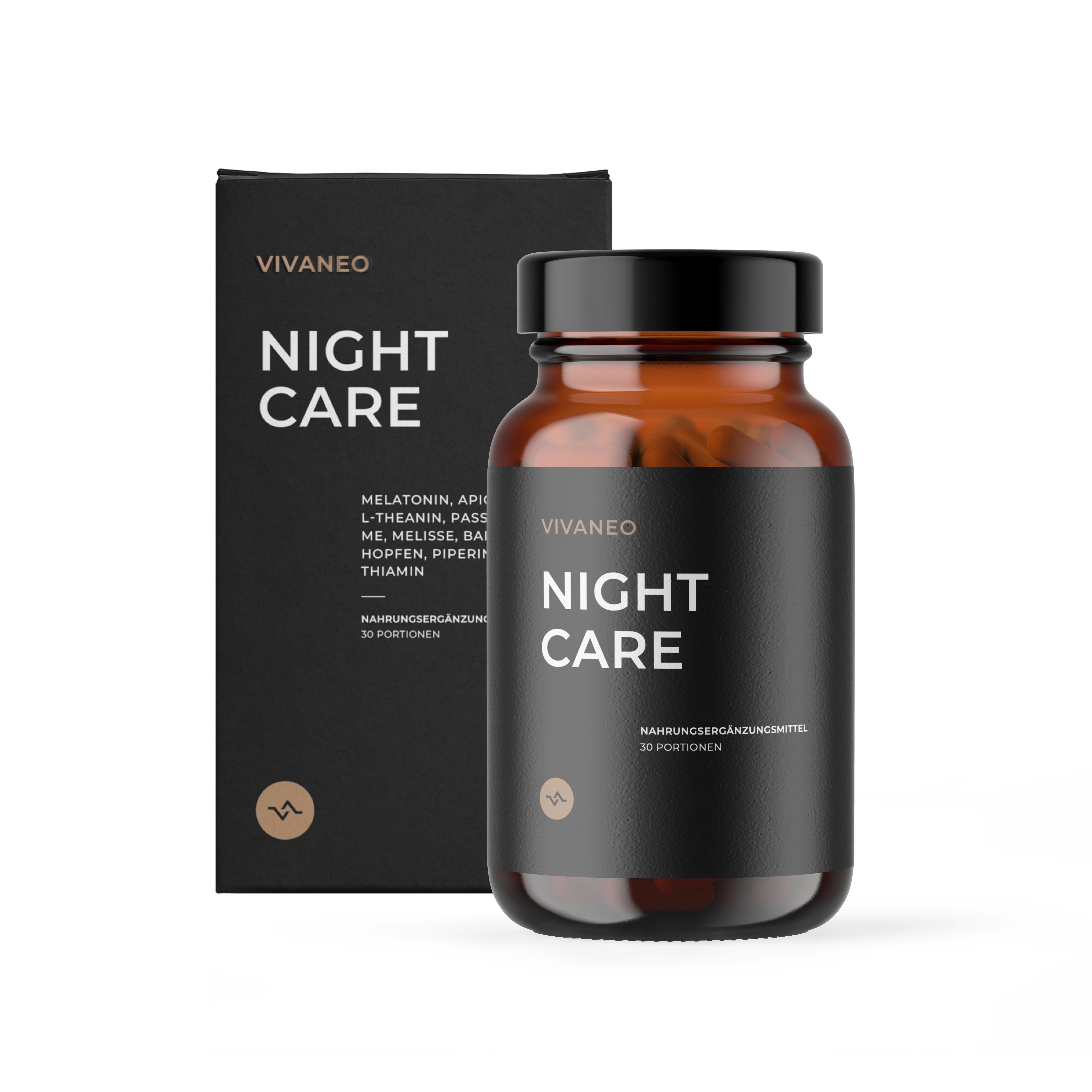 A bottle and box labeled 'Night Care' with ingredients listed.