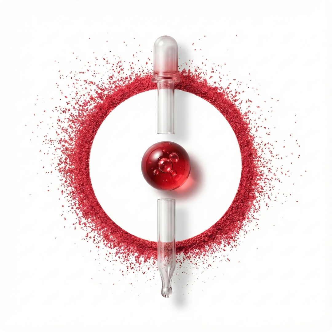Neupril L-Methylfolate + Methyl-B12 adult and kids liquid drops beside fresh berries on a clean studio background.