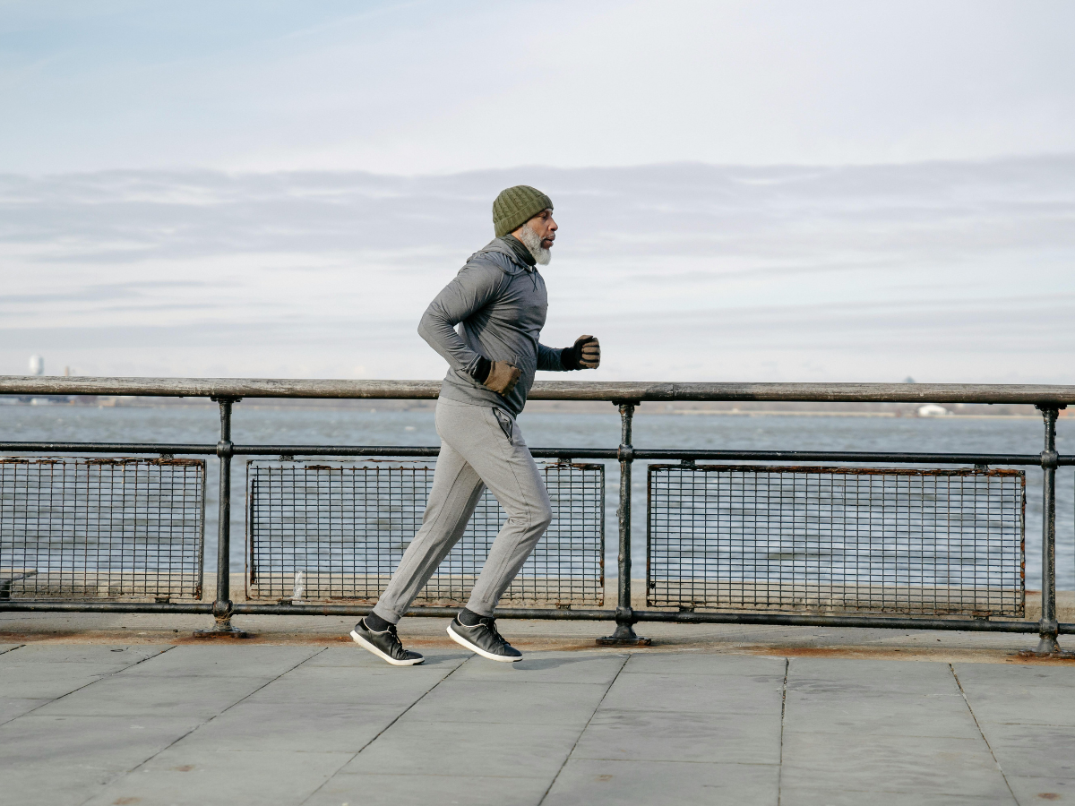 An older man jogging after trying L-Methylfolate ingredients