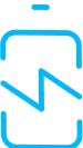 Blue stylized smartphone with a lightning bolt symbol inside.