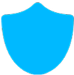 Solid blue shield icon on a transparent background.