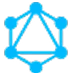 Blue geometrical logo with interconnected lines and nodes.