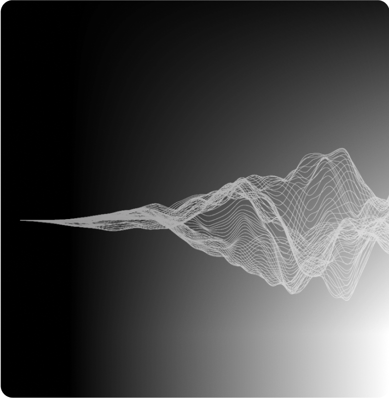 White wavy lines on a black background, resembling sound waves.