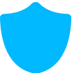 Solid blue shield icon on a white background.