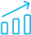 Blue bar chart with upward trending arrow.