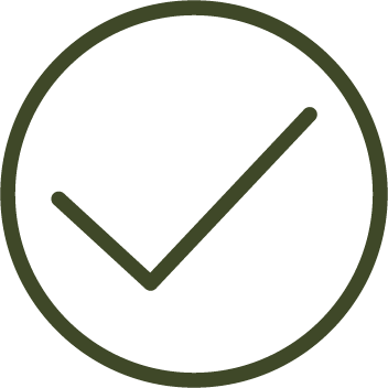A simple checkmark inside a circle, drawn in dark green.