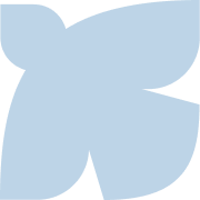 A light blue abstract shape resembling a stylized bird or flower.