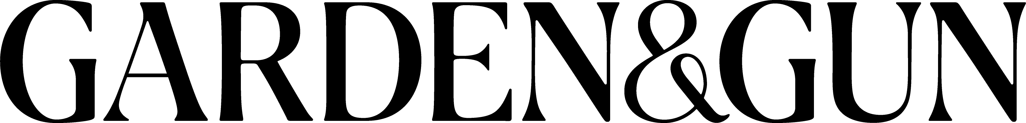 The black and white logo for Garden & Gun magazine.