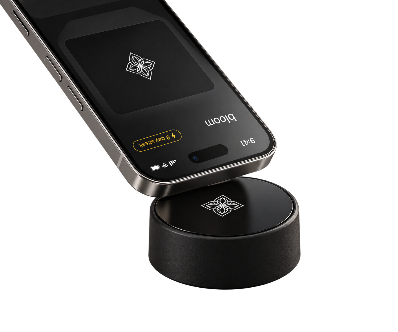 Phone tapped on a Bloom Pod to lock distracting apps