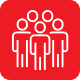 Icon of an open box with a checkmark on a red background.