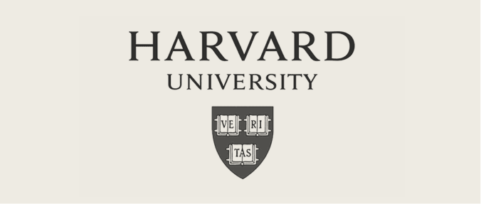 Harvard University logo with shield and 'Veritas' motto.
