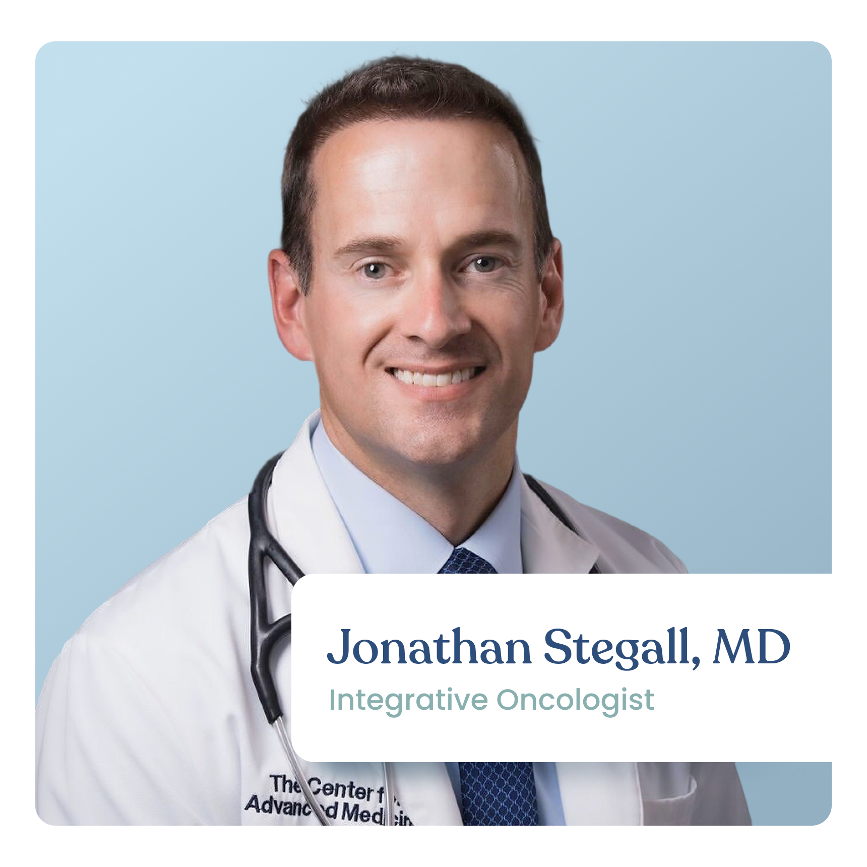 Headshot of Jonathan Stegall, MD, a smiling man in a white coat with a stethoscope.
