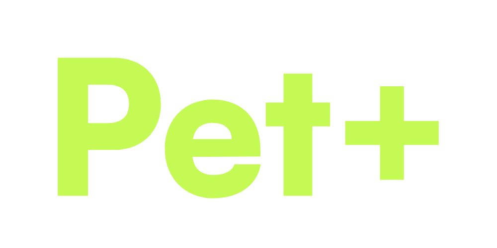 Green text 'Pet+' on a dark background.
