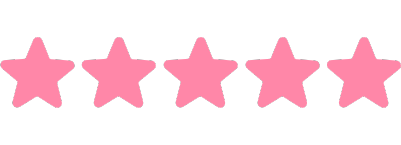 Five pink stars in a row on a black background.
