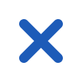 A blue X icon with rounded ends on a white background.