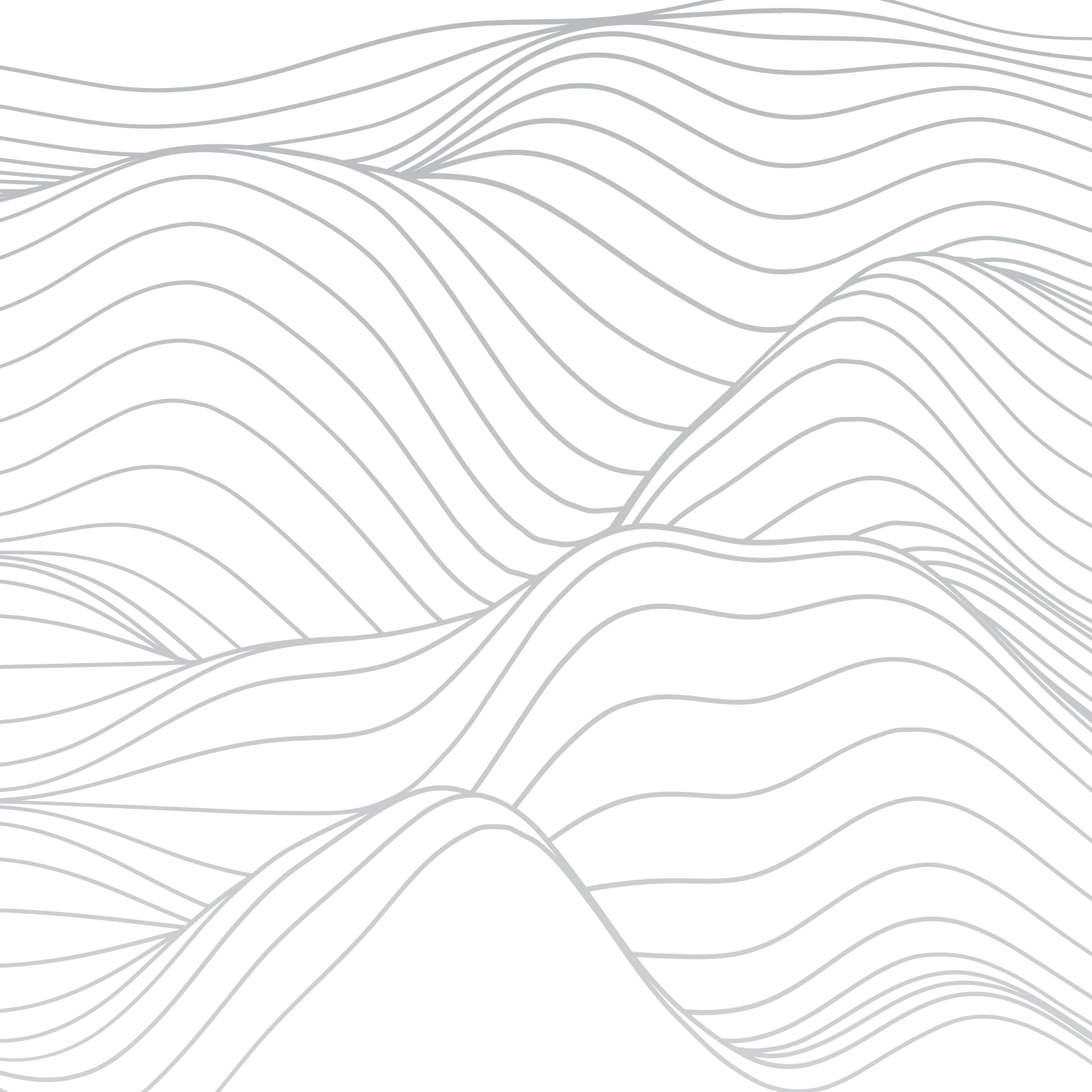 Abstract pattern of wavy white lines on a black background.