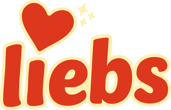 Red text 'liebs' with a heart and sparkles above the 'i'.