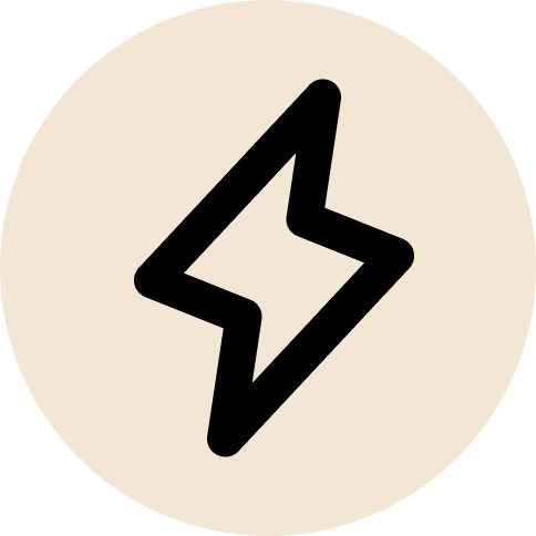 A black lightning bolt icon inside a light-colored circle.