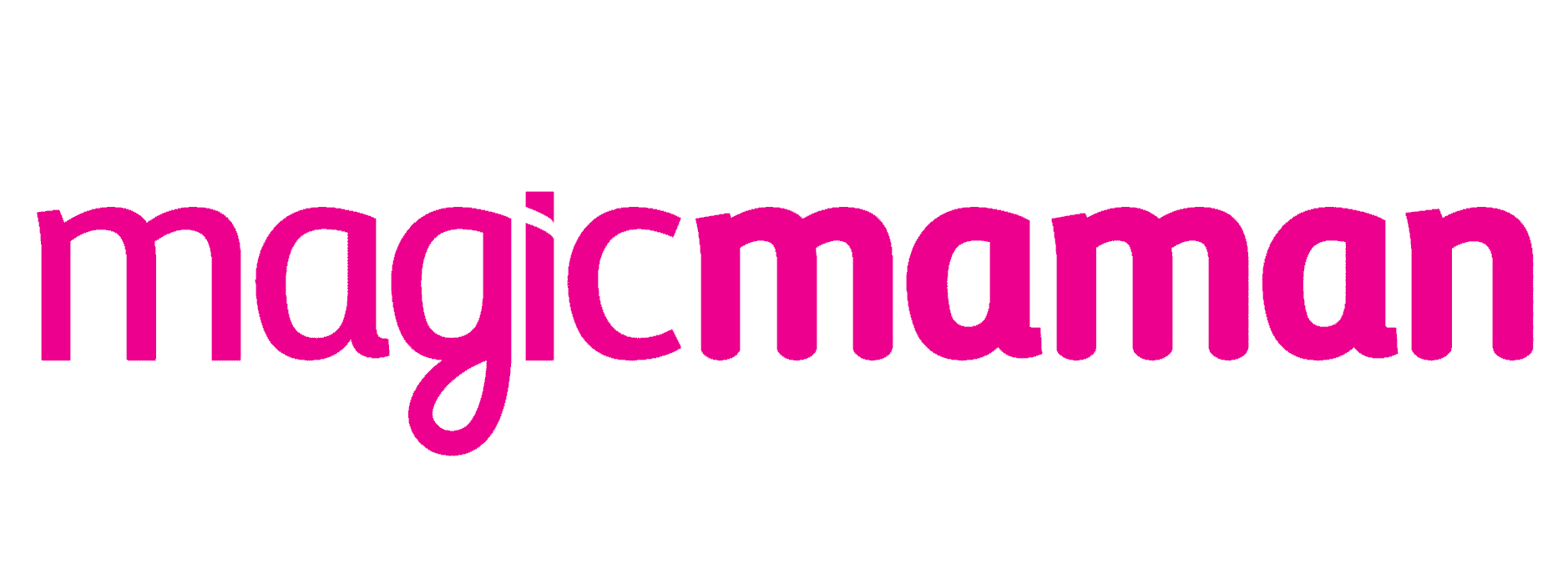 Pink text spelling 'magicmaman' on a white background.