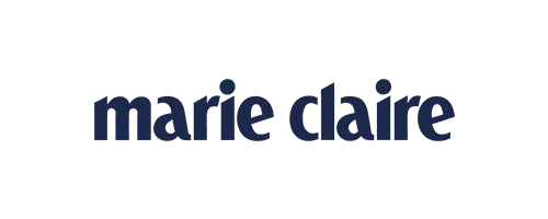 Logo of the word 'marie claire' in navy text.
